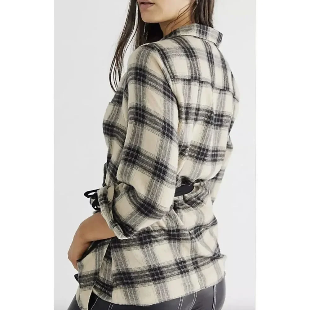 Free People x Nicholas K Roux Flannel Shirt Plaid sz Small - NWT